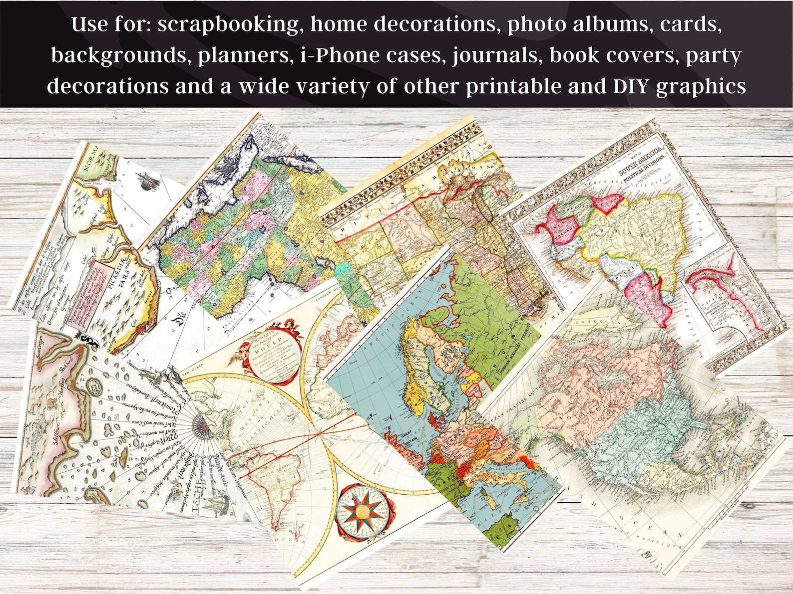 25 Antique Map Images | Medieval Renaissance Maps Set 1 | Scrapbook ...