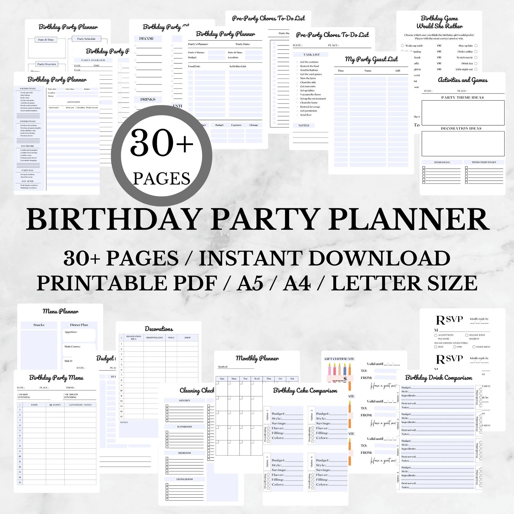 Birthday Planner Printable | Party Planner Pdf | Party Checklist ...