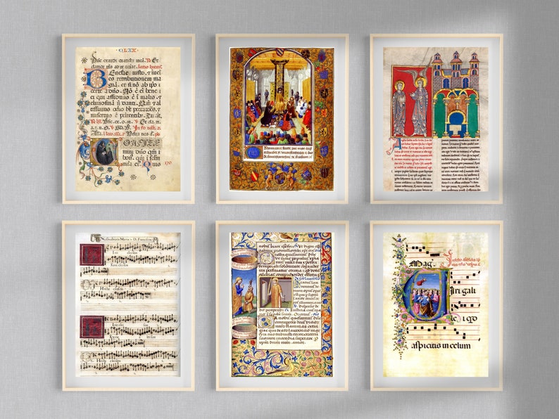 Manuscript Frame Illuminated Manuscript 36 Medieval Religious Renaissance Illustrations ...