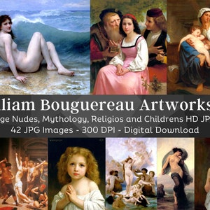 William Bouguereau Paintings| 42 HQ Digital Printable Image Set 1| Vintage Antique Victorian Classical Wall Art Collection| Instant Download