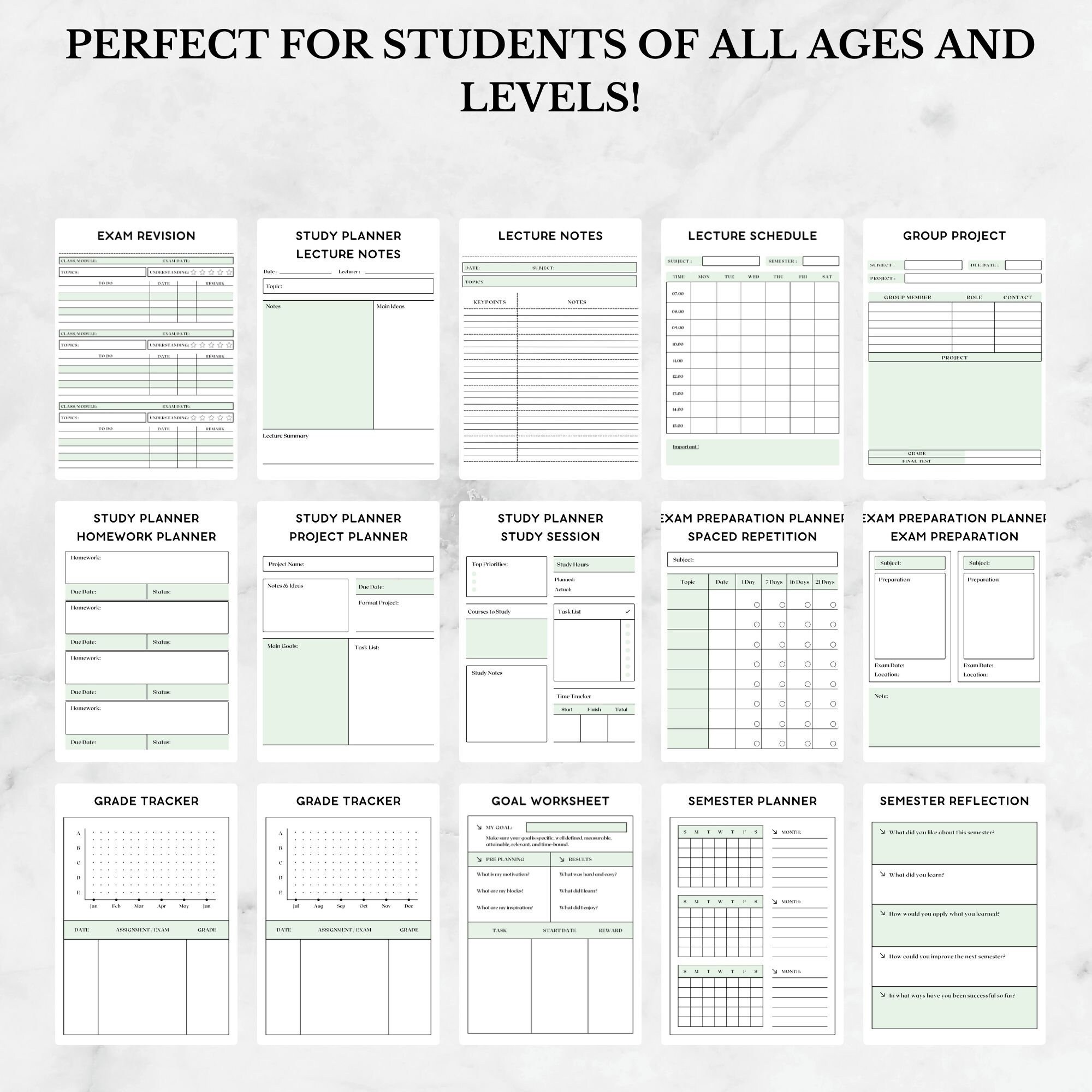 Student Planner Printable College Student Planner High School Planner ...