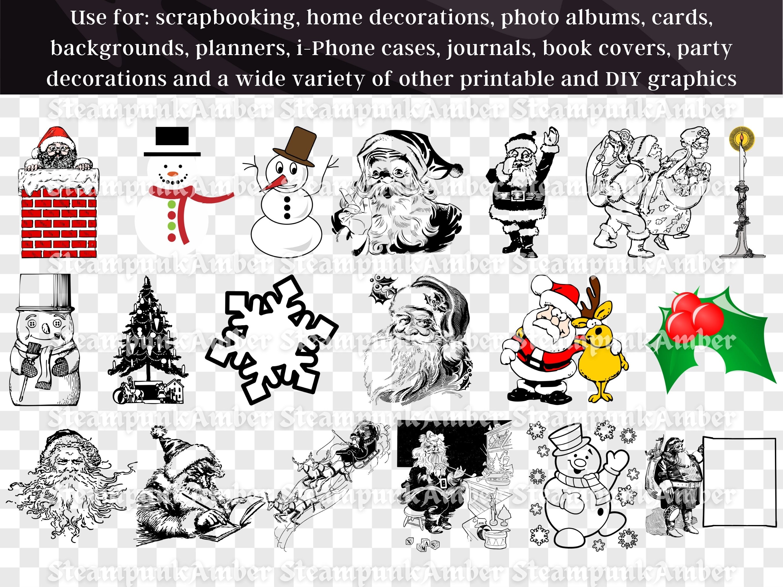 Christmas Clipart 91 PNG & SVG Bundle| Santa Claus Reindeer Gift Tree ...