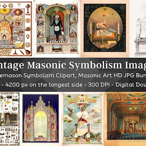 Vintage Freimaurersymbolbilder | 15 HQ-Digitalbildpaket | Antike Freimaurer-Wandkunstsammlung | Geheimnisvolle Zeichen | Sofortiger Download