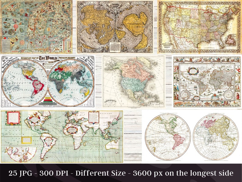 25 Antique Map Images | Medieval Renaissance Maps Set 1 | Scrapbook ...