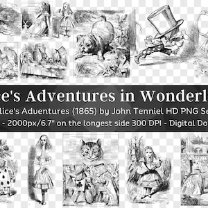Alice in Wonderland 38 PNG Bundle | Alice in Wonderland Clipart | Cheshire Cat PNG | Mad Hatter PNG | Fairytale Clipart | Digital Download