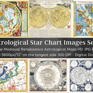 Astrological Star Chart Images | 32 HQ Digital Image Bundle 4 | Constellations Zodiac| Medieval Renaissance Maps| Instant Download| Com. Use