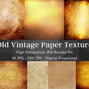 18 Textura de papel vintage | Conjunto de textura de papel digital marrom 4 | Sobreposição do Photoshop | Pacote de textura de papel Procreate | Álbum de recortes| Uso comercial