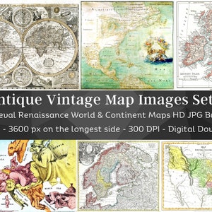 25 Antique Map Images | Medieval Renaissance Maps Set 2 | Scrapbook Junk Journal World Map | Vintage Retro Map | Instant Download | Com. Use