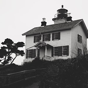 Black and White Lighthouse Photo