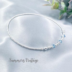 Something Blue Anklet, Sterling Silver and Swarovski Crystals Dainty Minimalist Bridal Anklet, Wedding Day Keepsake, Good Luck Sixpence Coin
