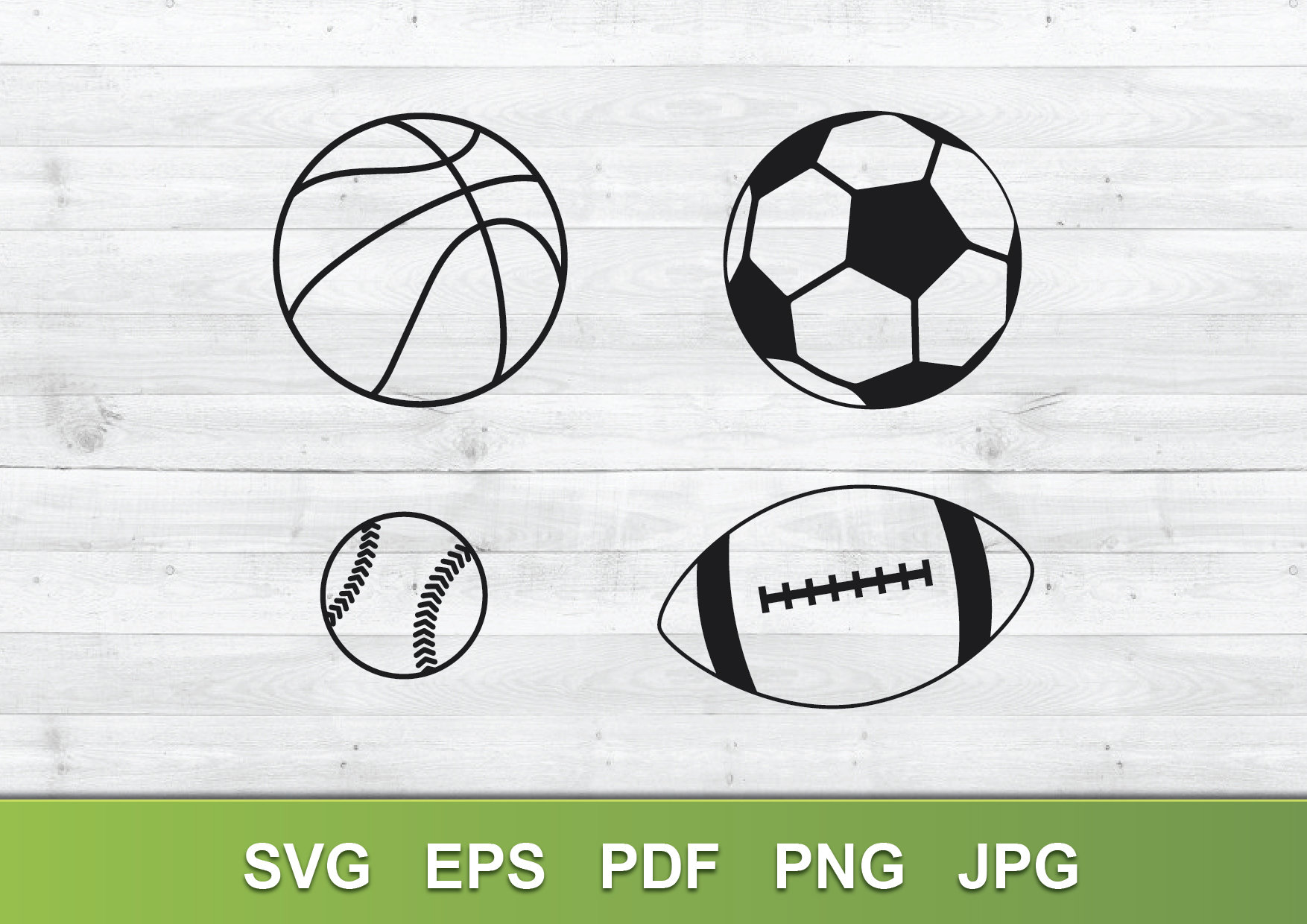 Sports Ball Clip Art Bundle Svg Eps Pdf Png Jpeg Sport Etsy
