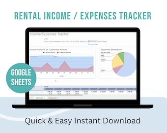 Landlord Income Expenses Tracker Google Sheets Template Download, Easy Data Entry Google Sheets, AirBnb Host Rental Property Spreadsheets