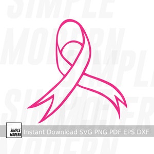 Breast Cancer SVG Files Pink Ribbon Outline Vector Cutting - Etsy