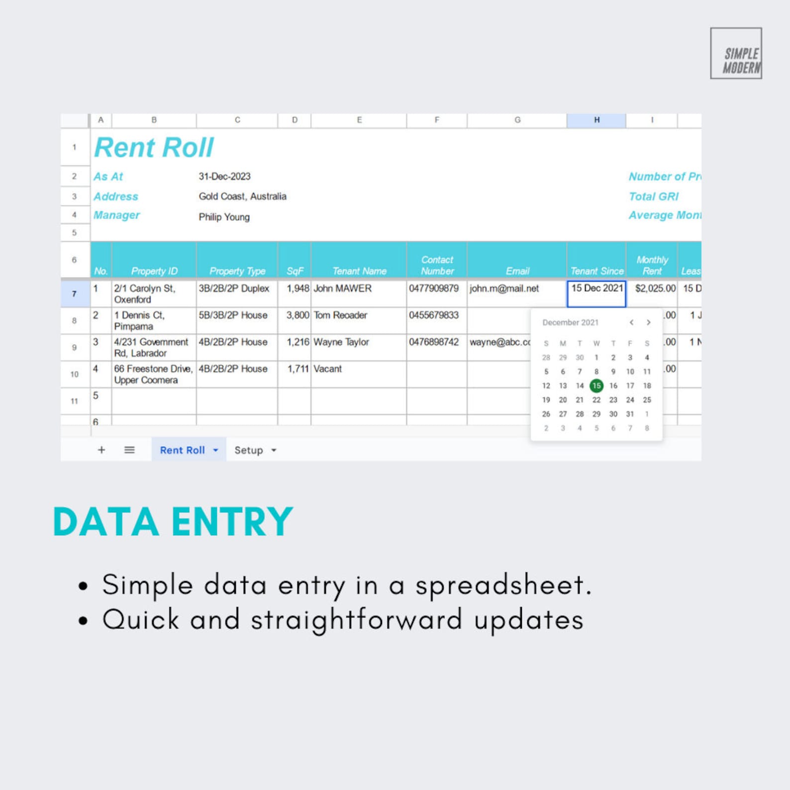 Basic Rent Roll Template Rent Roll Template Google Sheets Spreadsheet, Instant Download ...