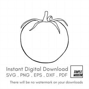 Tomate SVG dessinée à la main, dessin au trait minimaliste simple, décoration de cuisine Clipart Illustration vectorielle, téléchargement numérique instantané pour la découpe et l'impression
