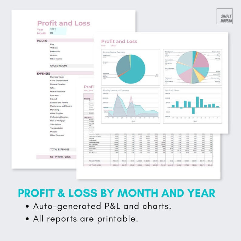 Simple Profit and Loss Google Sheets Template Digital Etsy Australia Simple Profit and Loss Google Sheets Template Digital Etsy Australia