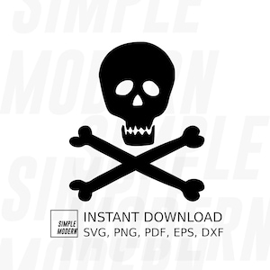 Hand-drawn Skull and Crossbones SVG for Poison Warning Sign in Black, Instant Digital Download Printable Vector Cut File, Halloween SVG