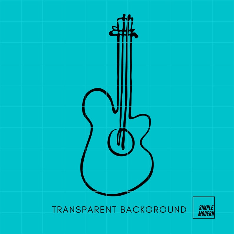 Line Drawing Guitar SVG Files for Cutting and Printable, Instant