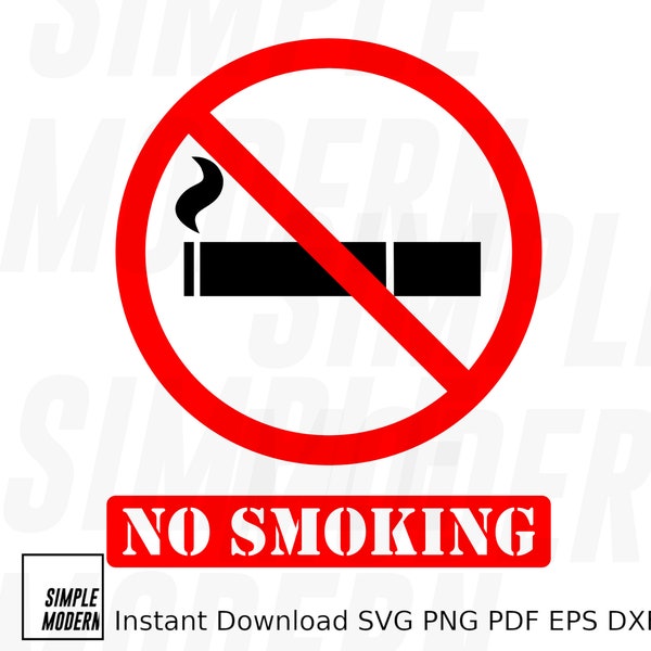 No Smoking Sign SVG, Digital Download Business Signage for Non Smoking Area, Layered by Color, Printable Sign for AirBnb or Rental Property
