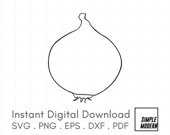 Minimalist Onion SVG for Cutting Machine, Hand-Drawn Line Art Vegetable, Farmhouse Kitchen Decor Prints, Digital Download png pdf eps dxf
