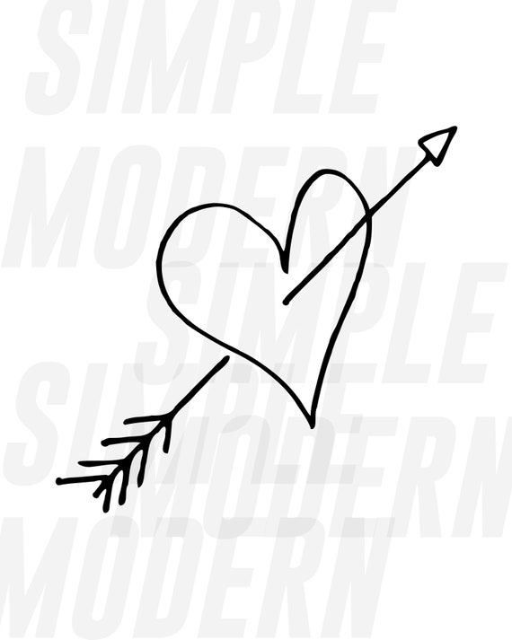 Download Hand Drawn Heart Arrow Svg Files Lovestruck Valentines Etsy