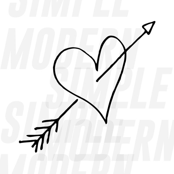 Hand Drawn Heart Arrow SVG Files, Lovestruck Valentines' Day Design, Instant Download Vector Files, DIGITAL DOWNLOAD