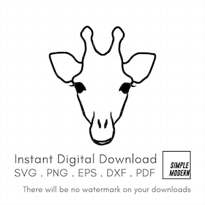 Giraffe SVG Files, Simple Outline Giraffa Drawing Vector File for Cutting and Printing, Safari Zoo Animal, Instant Download png pdf dxf eps
