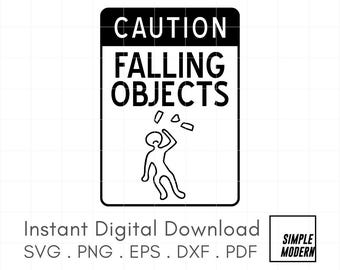 Caution Falling Objects Sign SVG, Instant Download Illustration Vector Safety Sign for Digital Download for Office, Workplace, Sign Makers