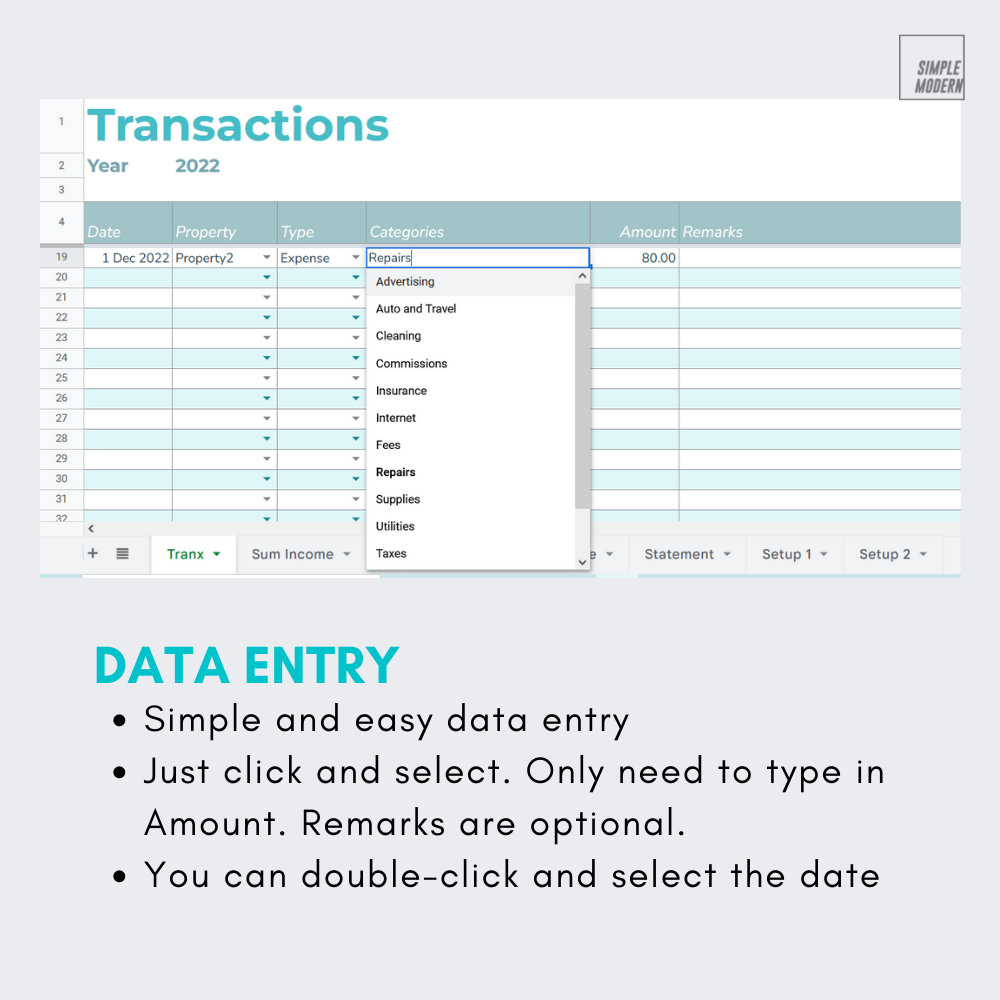 Multi Investment Property Income Expense Tracker Google Sheets Template ...