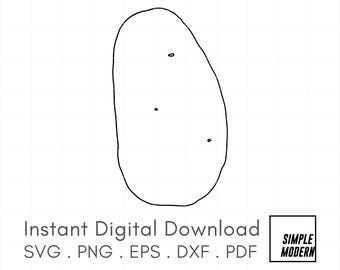 Hand-Drawn Potato SVG, Minimalist Line Art, Gardening Clipart, Instant Digital Download for Cutting and Printing, Vegetables Drawing Icon