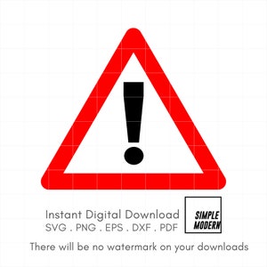 Warnschild SVG zum Schneiden und Ausdrucken, Sofort Download Einfache Gefahr Vorsicht Symbol, Schablone Clipart für den persönlichen und kommerziellen Gebrauch