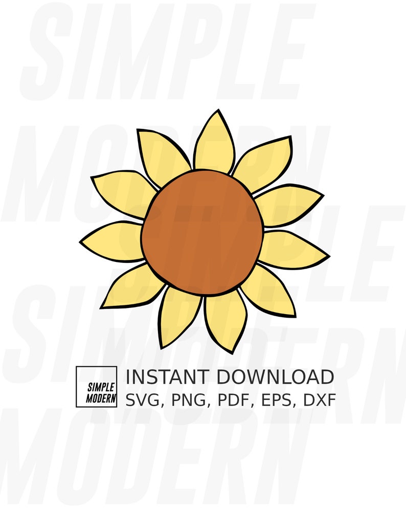 Download Hand Drawn Simple Sunflower SVG Files Instant Download ...