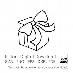 Handgezeichnete Geschenkbox SVG-Dateien, süße Geschenke Zeichnung Sofortiger digitaler Download, gehören png, pdf, dxf, eps zum Drucken und Schneiden