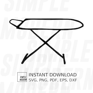 Hand-drawn Laundry Ironing Board SVG File, Iron Board Line Drawing Icon png, Wall Art for Laundry Room, Instant Vector File Digital Download