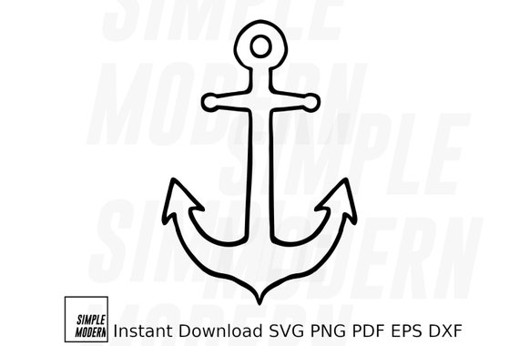 Nautical Anchor SVG Anchor Drawing Vector Art Print Instant - Etsy