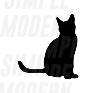 Può includere: Silhouette nera di un gatto seduto con la coda arrotolata intorno alle zampe.