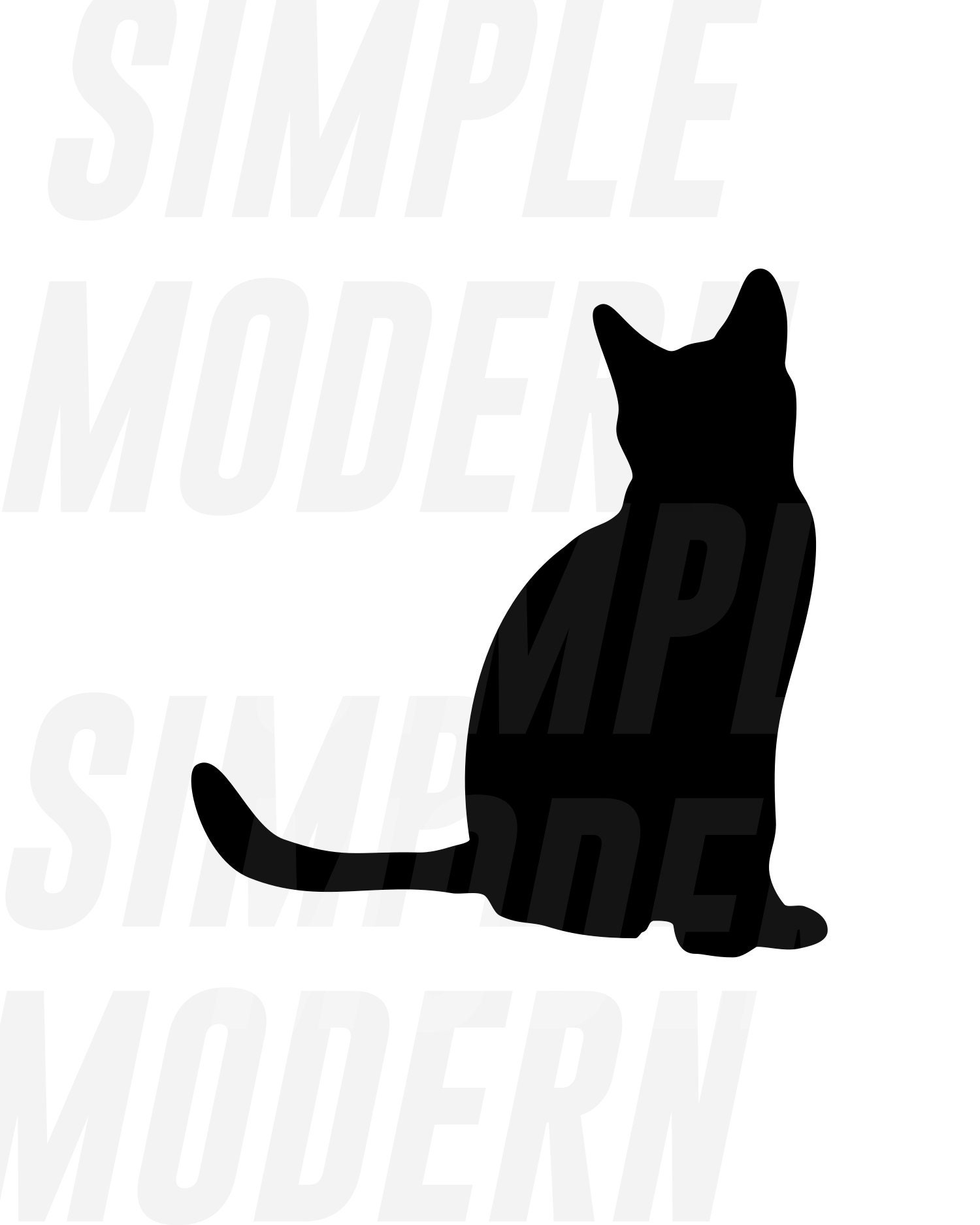 Cartoon black cat drawing. Simple and cute kitten silhouette