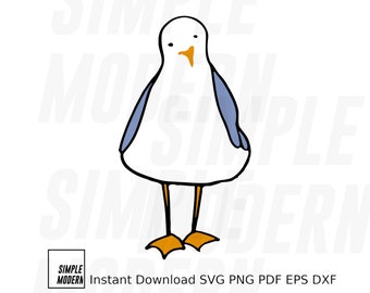 Handgetekende zeemeeuw SVG, schattige tekening zeemeeuw vectorkunst, snijbestand, afdrukbare clipart voor persoonlijk en commercieel gebruik, cartoon zeevogel