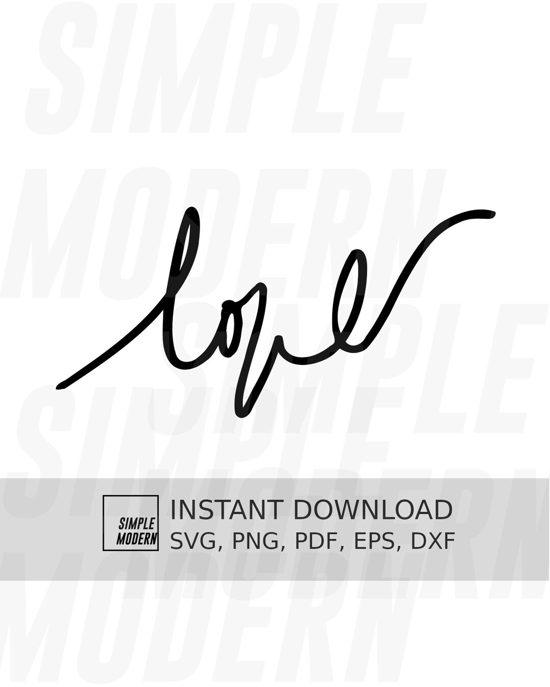 Hand Lettered Love SVG Cut File, Printable Sublimation PNG, Instant ...