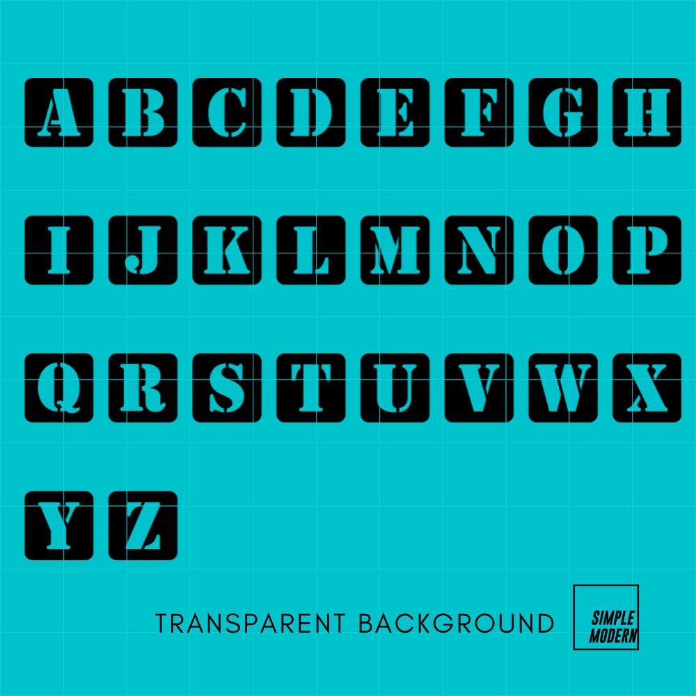 A to Z Alphabet SVG, Alphabet in Monotone Square, Instant Download ...