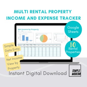 Multi Investment Property Income Expense Tracker Google Sheets Template Download, Rental Easy Data Entry, Real Estate AirBnb Spreadsheet