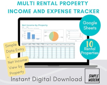 Multi Investition Eigenschaften Income Expense Tracker Google Sheets Vorlagen-Download, Rente Einfache Datenerfassung, Real Realtien AirBnb-Arbeitsblatt