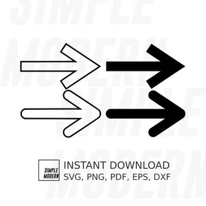 Set pijl svg-bestand voor Cricut, omtrek pijlen, richtingspictogram, vector gesneden bestand, directe digitale download dxf, eps, png en afdrukbare pdf
