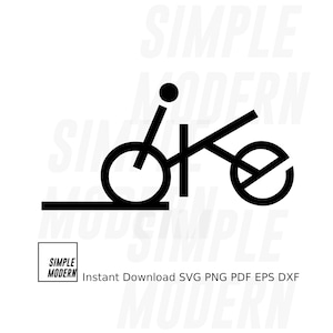 Logotipo de bicicleta minimalista SVG, diseño gráfico tipográfico de descarga instantánea, corte de dibujo de línea moderno y limpio simple y archivo de impresión png pdf eps dxf