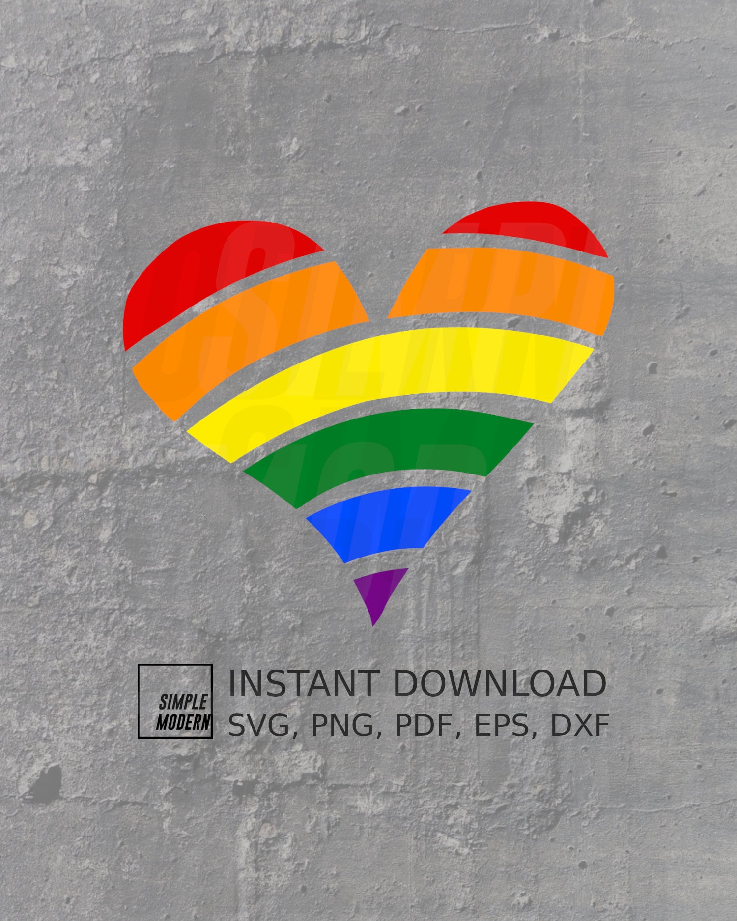 Hand Drawn Rainbow Color Pride Heart SVG File Svg, Pdf, Dxf, Eps, Png ...