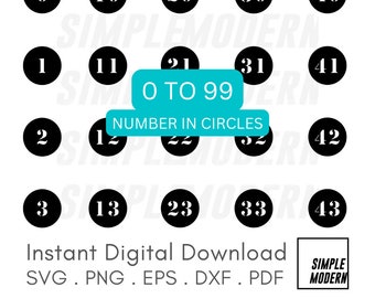 0 to 99 Number SVG,Digits in Black Circles, Instant Digital Download for Cutting or Printing, Use for Table Number, Stickers, T-shirt Design