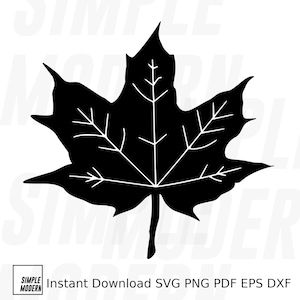 Maple Leaf SVG, Autumn Fall Leaves png eps dxf pdf files for Cutting Machine and Printing, Instant Download for Personal and Commercial Use