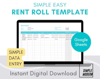 Rent Roll Template Google Sheets Spreadsheet, Instant Download, Property Portfolio, Tenants Information Snapshot in One Page, Easy Print