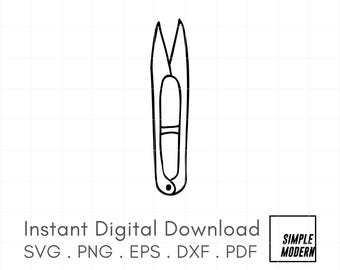 Thread Snips SVG, Simple Hand-Drawn Sewing Tools Clipart, Digital Download png pdf eps dxf svg files for Cutting Machines and Printables