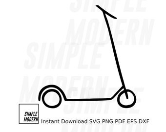 Hand Drawn Scooter SVG, Instant Download Simple Modern Scooter Drawing Vector Files, png pdf eps dxf, Clean Easy Cut and Print File